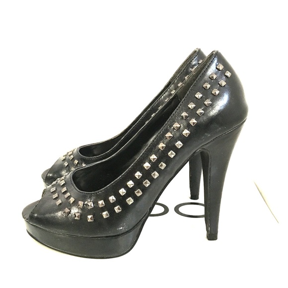 Studded Peep Toe Heels - Picture 1 of 4
